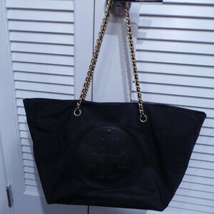 TORY BURCH ELLA CHAIN TOTE - BLACK